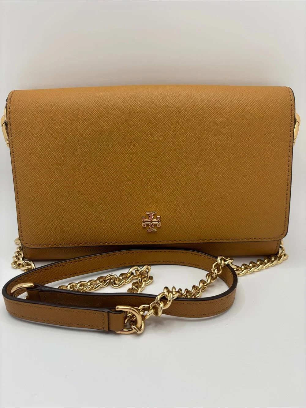 Tory Burch Toffee Saffiano Leather Chain Crossbody